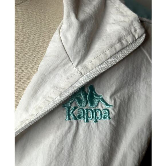 Vintage Kappa White Turq Zip Up Retro Track Windbreaker Jacket Women's Size L - Picture 4 of 8